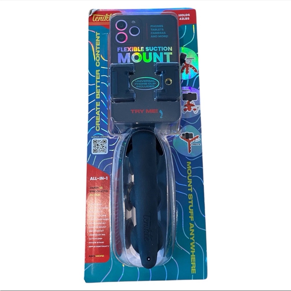 New Tenikle Pro All in 1 Flexiable Tripod Suction Mount w/ Universal Phone Clip